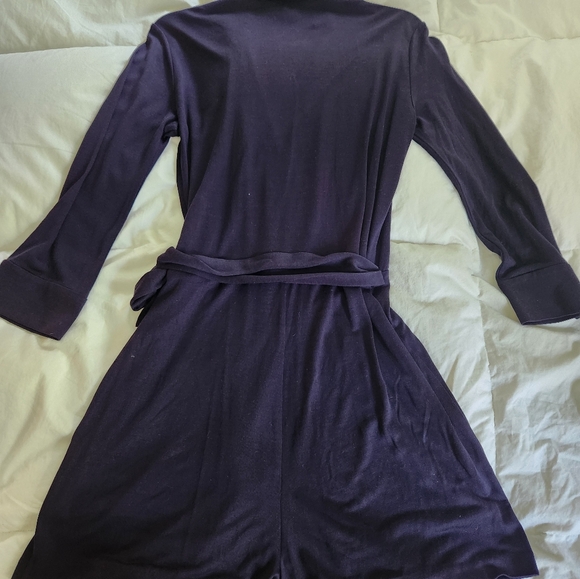 DIANE VON FURSTENBERG Skylar Romper Wrap Silk Blend Sz 8 Navy - Picture 3 of 9